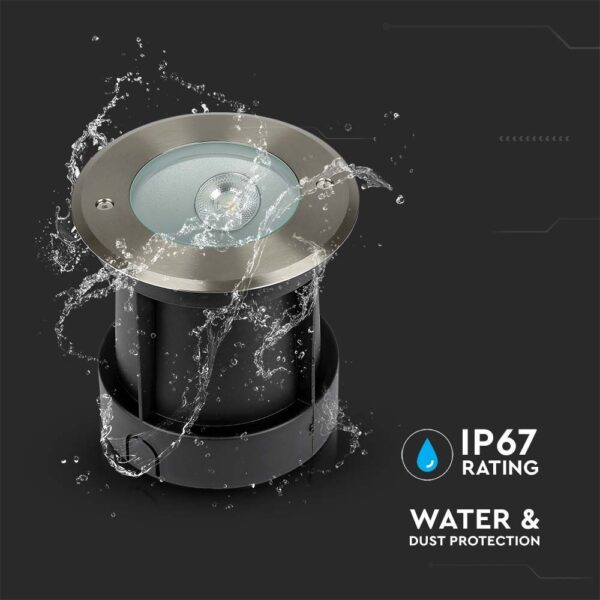 LED Χωνευτό Φωτιστικό COB 8W  Αδιάβροχο IP67 4000K Νίκελ Ματ V-TAC – 218621