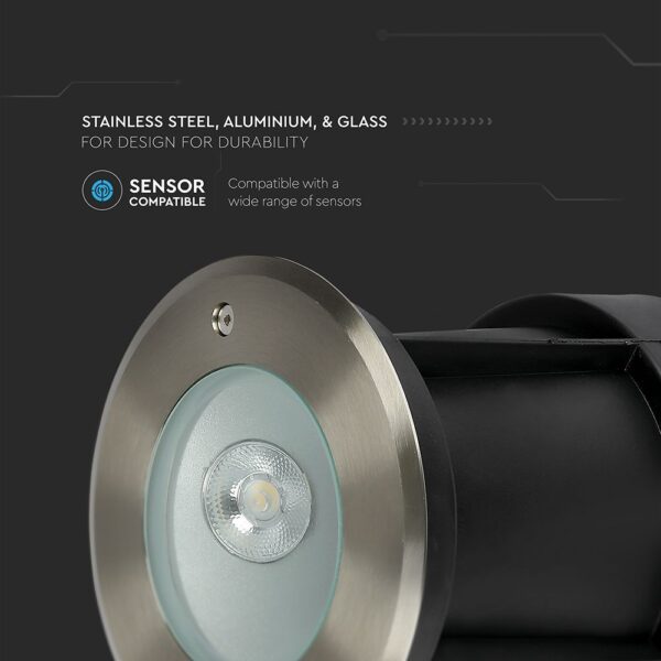 LED Χωνευτό Φωτιστικό COB 8W  Αδιάβροχο IP67 4000K Νίκελ Ματ V-TAC – 218621