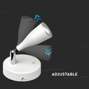 LED Επιτοίχιο Φωτιστικό 4.5W Λευκό με Διακόπτη V-TAC Θερμό Λευκό 3000K – 218675