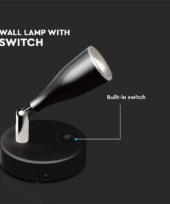 LED Επιτοίχιο Φωτιστικό 4.5W Μαύρο με Διακόπτη V-TAC Φυσικό Λευκό 4000K – 218678