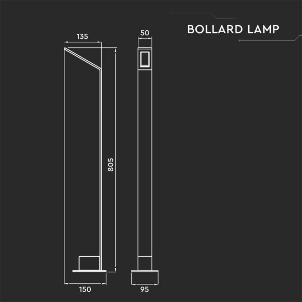 Φωτιστικό Κολωνάκι Κήπου 6W LED V-TAC με Γκρι Σώμα IP54 Φυσικό Λευκό 4000K  – 218681