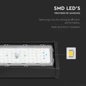 LED Γραμμικός Προβολέας Μαύρος 100W V-TAC PRO Samsung Chip 110° 9800lm IP54 Ψυχρό 6500K – 21892
