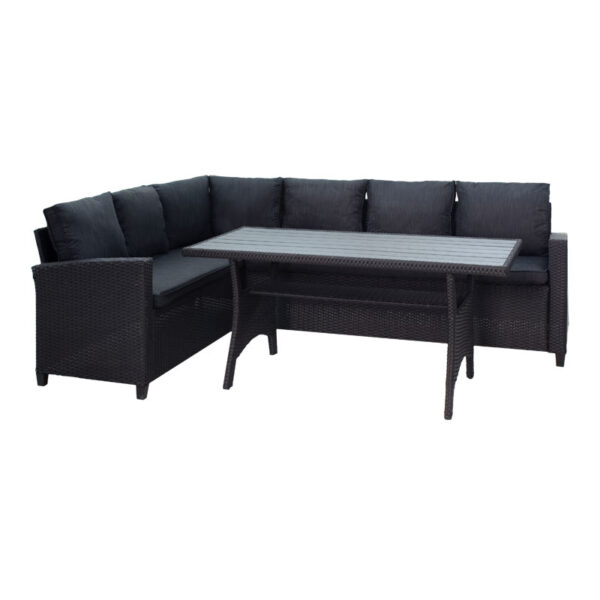 Merano garden lounge set 3pc metal pe rattan-polywood-fabric in black 219-000009