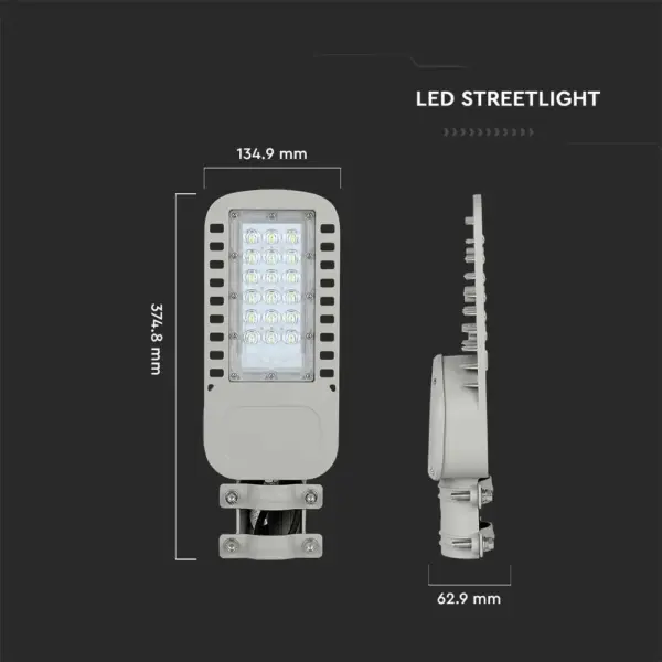 LED φωτιστικό δρόμου V-TAC PRO Samsung Chip 30W 4000Κ γκρι σώμα 135lm/W – 21956