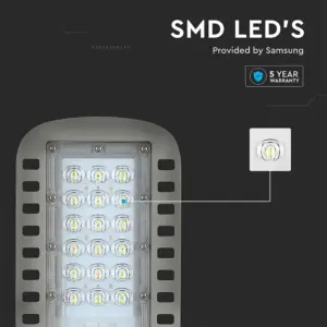 LED φωτιστικό δρόμου V-TAC PRO Samsung Chip 30W 4000Κ γκρι σώμα 135lm/W – 21956