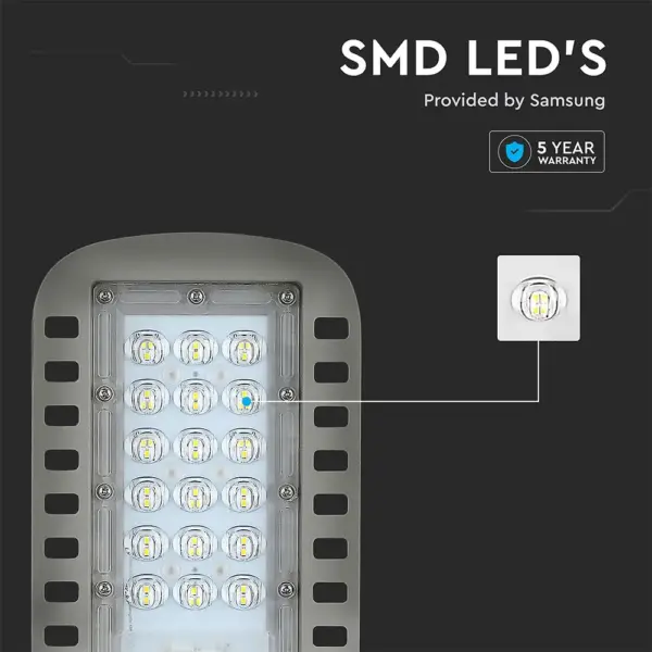 LED φωτιστικό δρόμου V-TAC PRO Samsung Chip 30W 4000Κ γκρι σώμα 135lm/W – 21956
