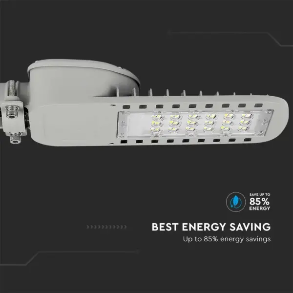 LED φωτιστικό δρόμου V-TAC PRO Samsung Chip 30W 4000Κ γκρι σώμα 135lm/W – 21956