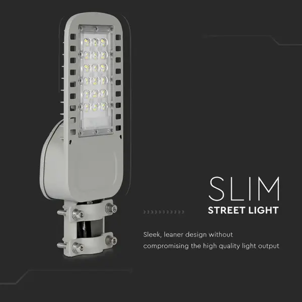 LED φωτιστικό δρόμου V-TAC PRO Samsung Chip 30W 4000Κ γκρι σώμα 135lm/W – 21956