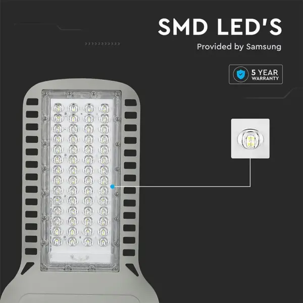 LED φωτιστικό δρόμου V-TAC PRO Samsung Chip 100W 6500Κ Γκρί σώμα – 21961