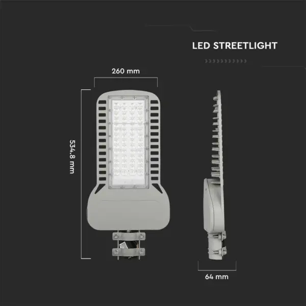 LED φωτιστικό δρόμου V-TAC PRO Samsung Chip 150W 6500Κ γκρι σώμα 135lm/W – 21963