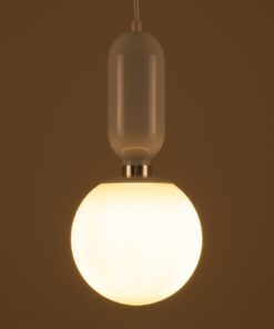 GloboStar® MAVERICK 00944 Μοντέρνο Κρεμαστό Φωτιστικό Οροφής Μονόφωτο 1 x E27 Λευκό Μεταλλικό Γυάλινο Μπάλα Φ15 x Υ15cm