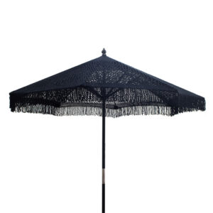 Garden umdrella Brilie pakoworld wood-macrame D2.70×2.60m black 220-000001
