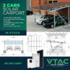 Carport Construction Set Lithium Battery 20kWh + Solar Inverter 8kW + 15 Solar Panels  V-TAC – 22007