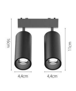 InLight Φωτιστικό LED 2x9W 3000K για Ultra-Thin μαγνητική ράγα σε λευκή απόχρωση D:16cmX4,4cm (T03801-WH)