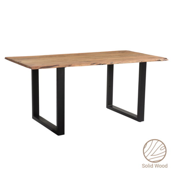 Slim pakoworld table acacia solid wood walnut-leg black 180x90x75.6cm 223-000018