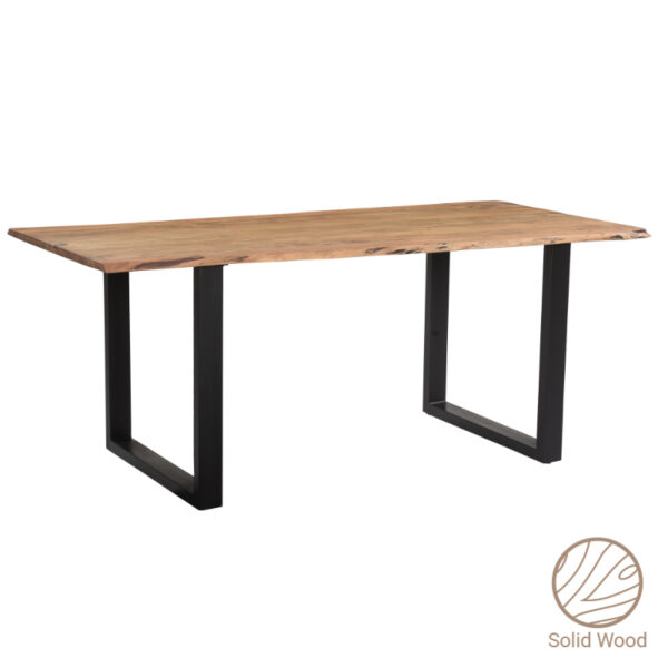 Slim pakoworld table solid acacia wood walnut-leg black 200x100x75.6cm 223-000019