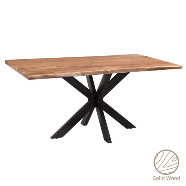 Slim table pakoworld acacia solid wood walnut-leg black 180x90x75.6cm 223-000021