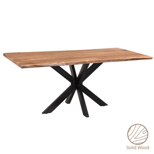 Slim table pakoworld acacia solid wood walnut-leg black 200x100x75.6cm 223-000022