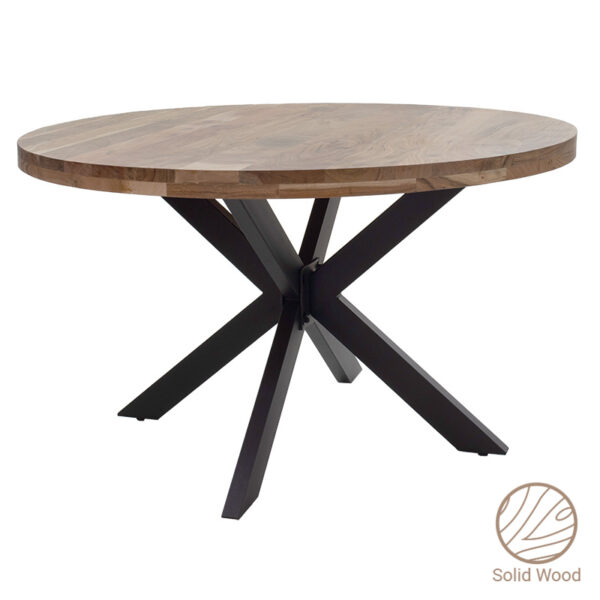 Bowie table pakoworld acacia wood natural-leg black 130x130x78cm 223-000023