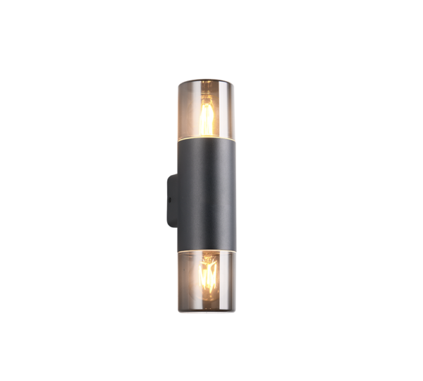 Φωτιστικό Τοίχου Up-Down Μαύρο Ματ HOOSIC 2x E27 IP44 Trio Lighting - 224060232