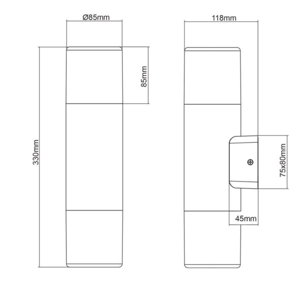 Φωτιστικό Τοίχου Trio Lighting   2xE27 Ανθρακί Αλουμίνιο   IP44 224060242