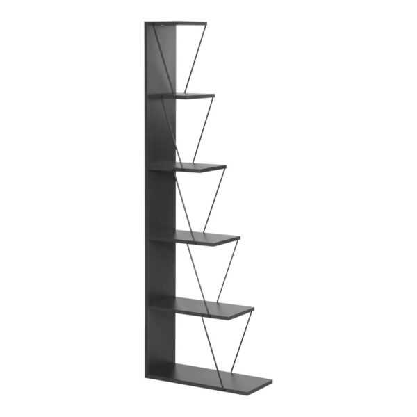 Bookcase mini Tars pakoworld dark grey-black 50x22x150cm 225-000027