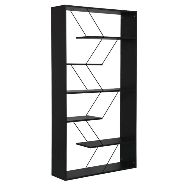Bookcase Tars pakoworld dark grey-black 84x24x157cm 225-000033