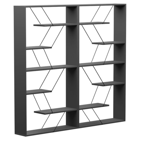 Bookcase Tars pakoworld dark grey-black 168x24x157cm 225-000044