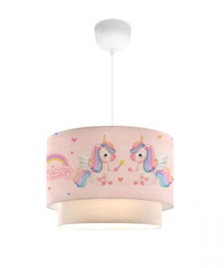 GloboStar® PONY 204-0016 Παιδικό Κρεμαστό Φωτιστικό Φιγούρα Μονόφωτο 1 x E27 IP20 Ροζ Ύφασμα – Μ30 x Π30 x Υ70cm