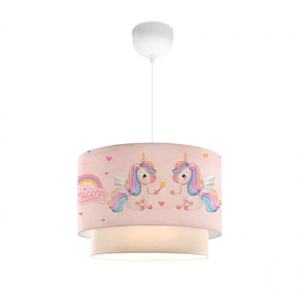 GloboStar® PONY 204-0016 Παιδικό Κρεμαστό Φωτιστικό Φιγούρα Μονόφωτο 1 x E27 IP20 Ροζ Ύφασμα – Μ30 x Π30 x Υ70cm