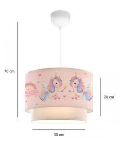 GloboStar® PONY 204-0016 Παιδικό Κρεμαστό Φωτιστικό Φιγούρα Μονόφωτο 1 x E27 IP20 Ροζ Ύφασμα – Μ30 x Π30 x Υ70cm