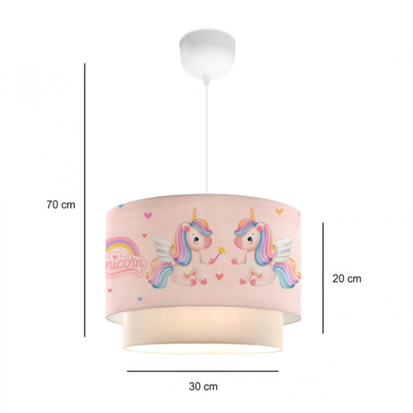 GloboStar® PONY 204-0016 Παιδικό Κρεμαστό Φωτιστικό Φιγούρα Μονόφωτο 1 x E27 IP20 Ροζ Ύφασμα – Μ30 x Π30 x Υ70cm
