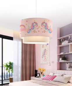 GloboStar® PONY 204-0016 Παιδικό Κρεμαστό Φωτιστικό Φιγούρα Μονόφωτο 1 x E27 IP20 Ροζ Ύφασμα – Μ30 x Π30 x Υ70cm