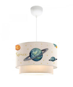 GloboStar® SATURN 204-0012 Παιδικό Κρεμαστό Φωτιστικό Φιγούρα Μονόφωτο 1 x E27 IP20 Λευκό Ύφασμα – Μ30 x Π30 x Υ70cm