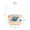 GloboStar® SATURN 204-0012 Παιδικό Κρεμαστό Φωτιστικό Φιγούρα Μονόφωτο 1 x E27 IP20 Λευκό Ύφασμα – Μ30 x Π30 x Υ70cm