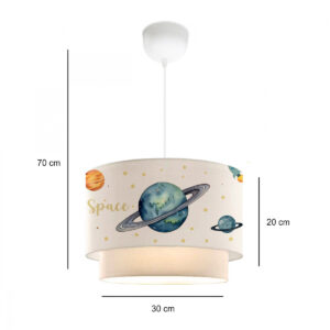 GloboStar® SATURN 204-0012 Παιδικό Κρεμαστό Φωτιστικό Φιγούρα Μονόφωτο 1 x E27 IP20 Λευκό Ύφασμα – Μ30 x Π30 x Υ70cm