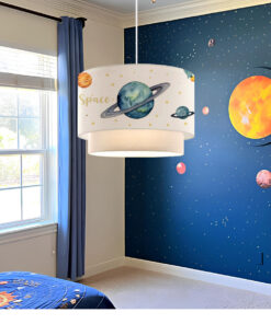 GloboStar® SATURN 204-0012 Παιδικό Κρεμαστό Φωτιστικό Φιγούρα Μονόφωτο 1 x E27 IP20 Λευκό Ύφασμα – Μ30 x Π30 x Υ70cm