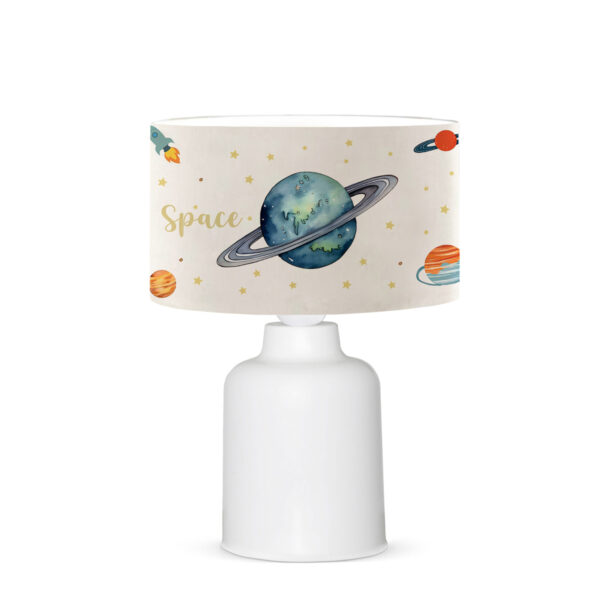 GloboStar® SATURN 204-0030 Παιδικό Eπιτραπέζιο Φωτιστικό Φιγούρα Μονόφωτο 1 x E27 IP20 Μπεζ Ύφασμα – Μ24 x Π24 x Υ32cm