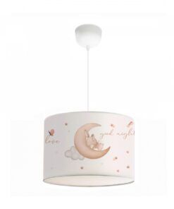 GloboStar® MOON 204-0019 Παιδικό Κρεμαστό Φωτιστικό Φιγούρα Μονόφωτο 1 x E27 IP20 Λευκό Ύφασμα – Μ28 x Π28 x Υ70cm