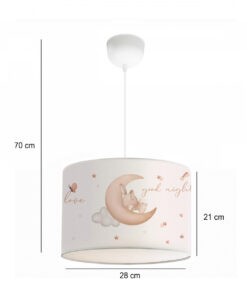 GloboStar® MOON 204-0019 Παιδικό Κρεμαστό Φωτιστικό Φιγούρα Μονόφωτο 1 x E27 IP20 Λευκό Ύφασμα – Μ28 x Π28 x Υ70cm