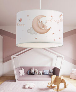 GloboStar® MOON 204-0019 Παιδικό Κρεμαστό Φωτιστικό Φιγούρα Μονόφωτο 1 x E27 IP20 Λευκό Ύφασμα – Μ28 x Π28 x Υ70cm