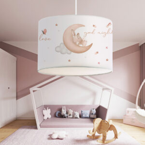 GloboStar® MOON 204-0019 Παιδικό Κρεμαστό Φωτιστικό Φιγούρα Μονόφωτο 1 x E27 IP20 Λευκό Ύφασμα – Μ28 x Π28 x Υ70cm