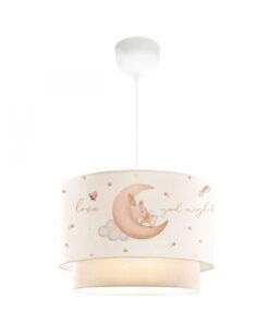 GloboStar® MOON 204-0011 Παιδικό Κρεμαστό Φωτιστικό Φιγούρα Μονόφωτο 1 x E27 IP20 Λευκό Ύφασμα – Μ30 x Π30 x Υ70cm