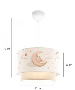 GloboStar® MOON 204-0011 Παιδικό Κρεμαστό Φωτιστικό Φιγούρα Μονόφωτο 1 x E27 IP20 Λευκό Ύφασμα – Μ30 x Π30 x Υ70cm