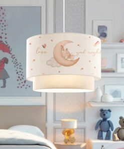 GloboStar® MOON 204-0011 Παιδικό Κρεμαστό Φωτιστικό Φιγούρα Μονόφωτο 1 x E27 IP20 Λευκό Ύφασμα – Μ30 x Π30 x Υ70cm