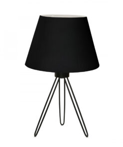 GloboStar® TRIP 204-0086 Μοντέρνο Eπιτραπέζιο Φωτιστικό Μονόφωτο 1 x E27 IP20 Μαύρο Μέταλλο με Μαύρο Ύφασμα – Μ22 x Π22 x Υ33cm