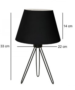 GloboStar® TRIP 204-0086 Μοντέρνο Eπιτραπέζιο Φωτιστικό Μονόφωτο 1 x E27 IP20 Μαύρο Μέταλλο με Μαύρο Ύφασμα – Μ22 x Π22 x Υ33cm
