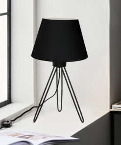GloboStar® TRIP 204-0086 Μοντέρνο Eπιτραπέζιο Φωτιστικό Μονόφωτο 1 x E27 IP20 Μαύρο Μέταλλο με Μαύρο Ύφασμα – Μ22 x Π22 x Υ33cm