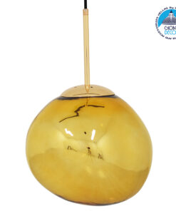 GloboStar® DIXAR 01462 Μοντέρνο Κρεμαστό Φωτιστικό Οροφής Μονόφωτο 1 x E27 Γυάλινο Χρυσό Φ28 x Υ40cm