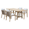 Dining set 5pcs Malibu pakoworld natural acacia wood-beige fabric 228-000016